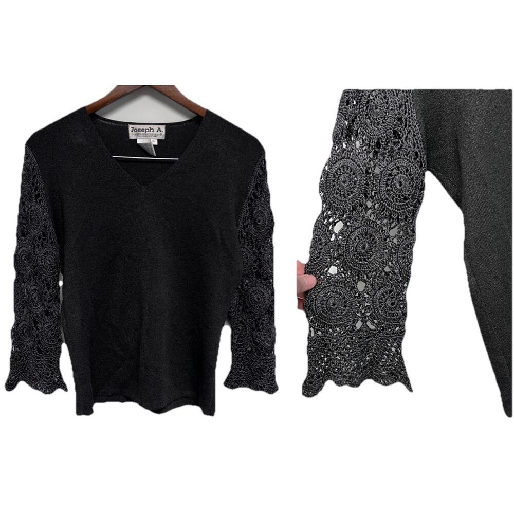 Y2K 90 Joseph A Women Y2K Top XL Crochet Bell Sleeve Whimsigoth Festival‎ Boho